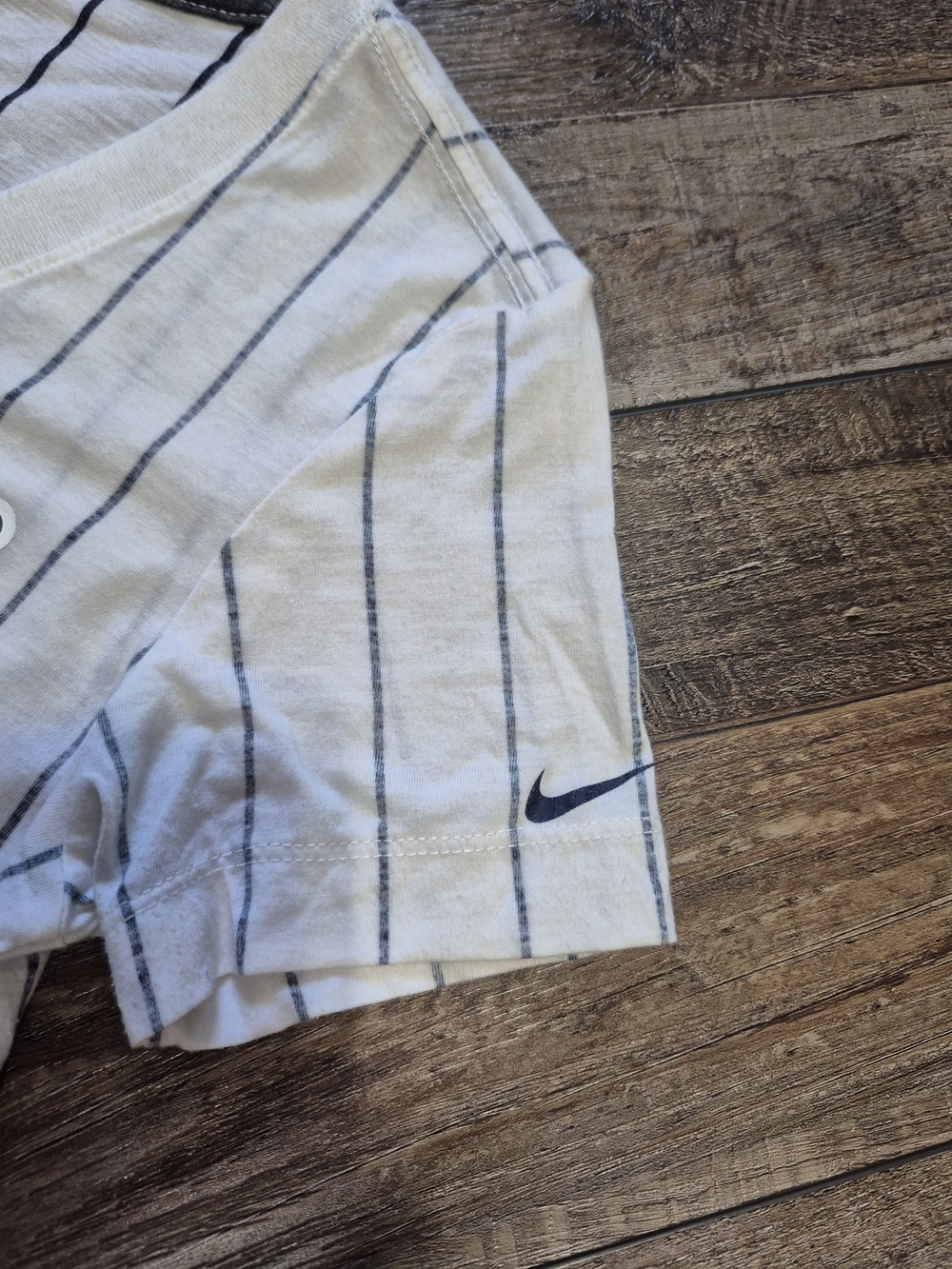 Nike St Louis Cardinals White V-Neck Tee with Navy Pinstripes - Picture 3 of 5
